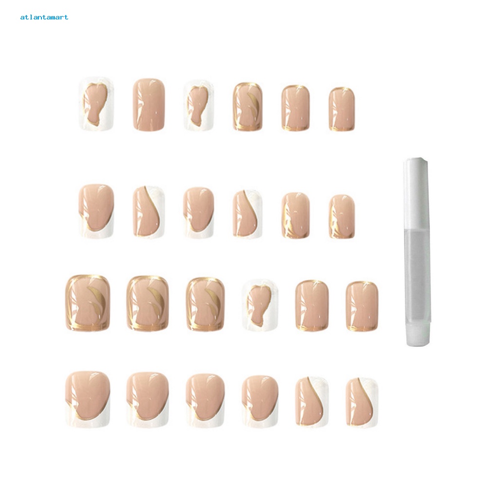 Túi Đựng Đồ Dùng Cao Cấp Tiện Dụng| 1 Bộ Móng Tay Giả Che Phủ Toàn Diện Không Phai Màu Kèm Keo Dán Trang Trí Móng Tay Ngắn Đơn Giản Cho Salon