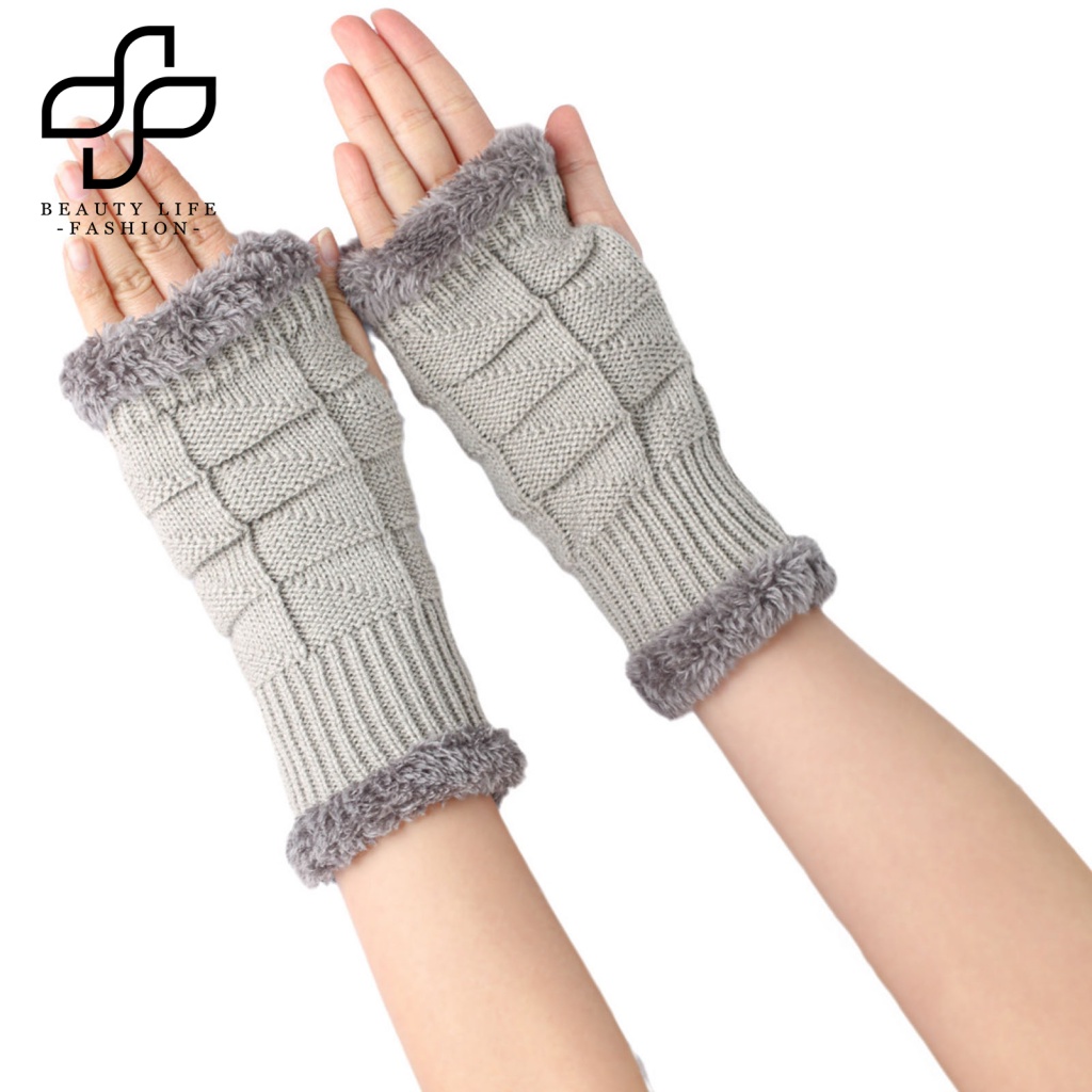 1 Đôi Găng Tay Hở Ngón Chống Gió Mùa Đông Màu Trơn