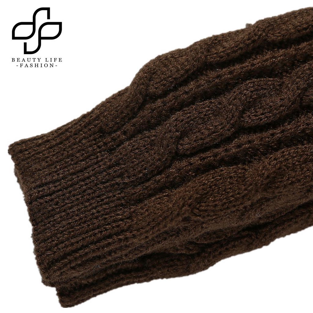 1 Cặp Găng Tay Len Hở Ngón Giữ Ấm Màu Trơn Cho Nữ