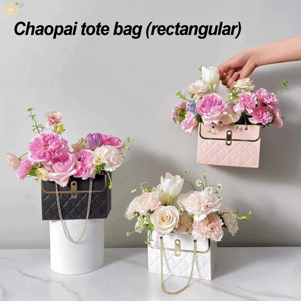 【VARSTR】Rectangular Flower Bouquet Wrapping Bags Metal Chain Design for Easy Carrying and Storage