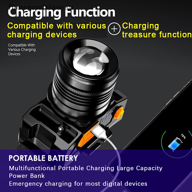 Đèn Pha LED TGS Siêu Sáng Chống Thấm Nước Sạc USB Tiện Dụng