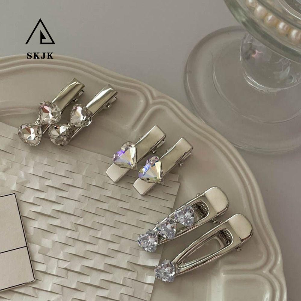 Kẹp Tóc Hình Trái Tim Bằng Hợp Kim Lấp Lánh Phong Cách Hàn Quốc