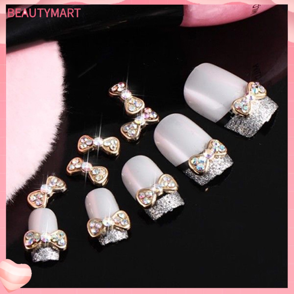 Set 10 Hạt Nơ Hợp Kim Acrylic 3D Lấp Lánh Trang Trí Móng Nghệ Thuật DIY