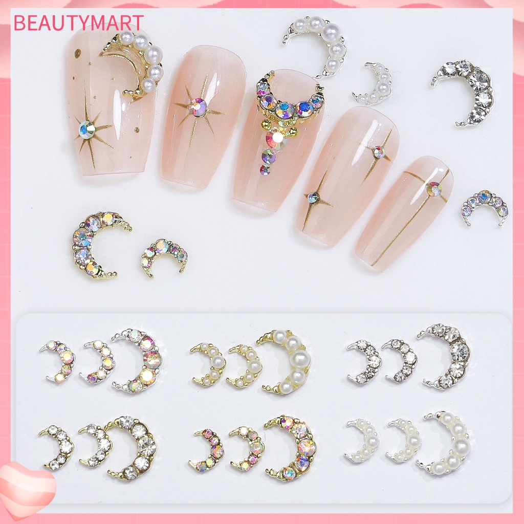 1 Hộp Phụ Kiện Trang Trí Móng Tay 3D DIY Hình Mặt Trăng Lấp Lánh Dễ Thương Cho Nữ