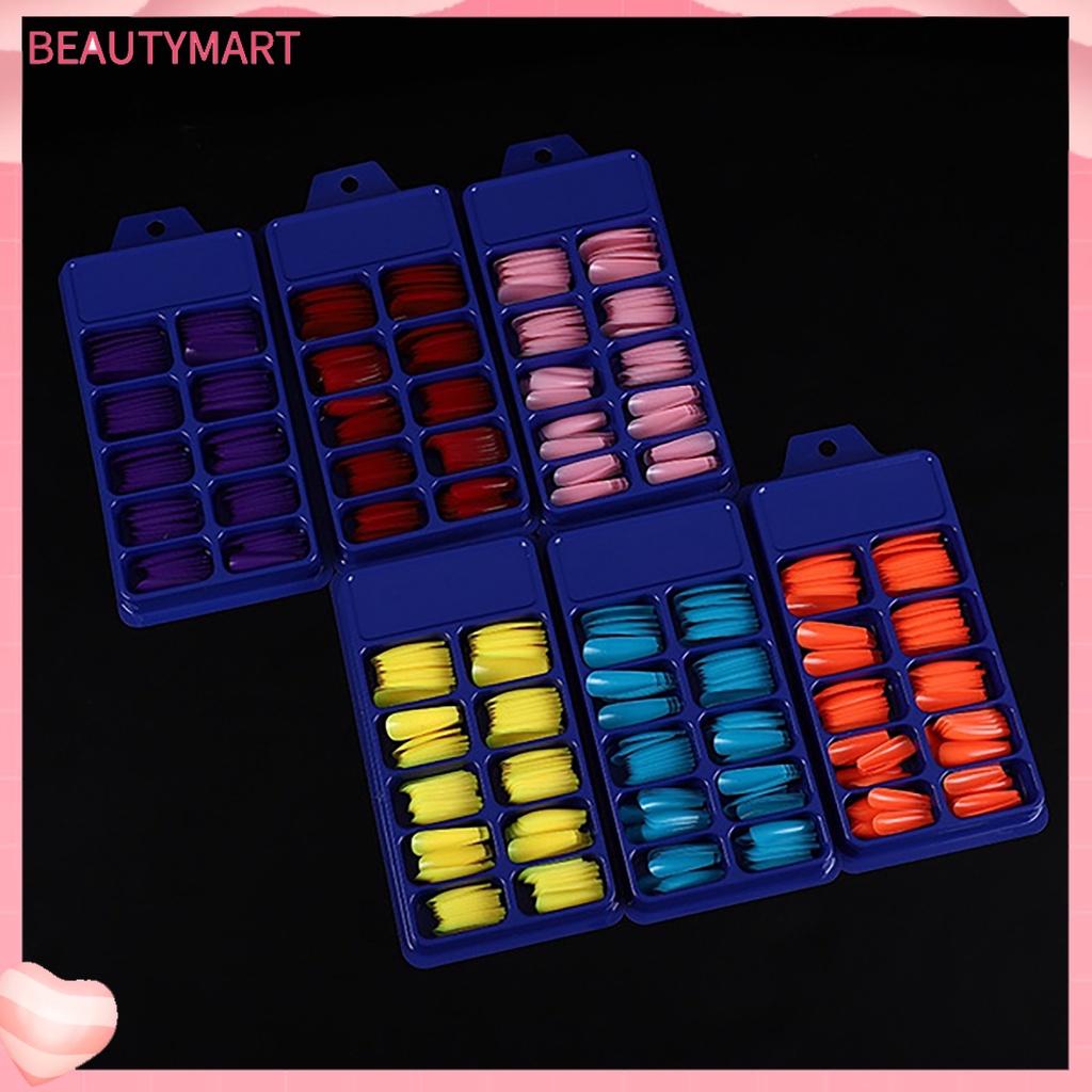 Bộ 100 Móng Tay Giả Toàn Diện Màu Trơn Thời Trang