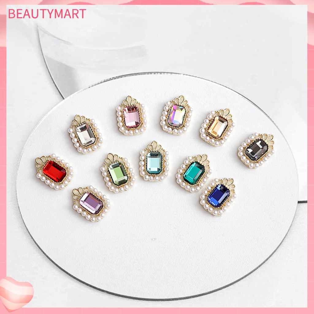 Set 5 Nhẫn Đính Ngọc Trai Giả Hình Bát Giác Dùng Trang Trí Móng Tay DIY