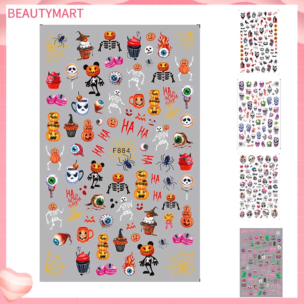 Miếng Dán Trang Trí Móng Tay Tự Dính Không Phai Họa Tiết Halloween