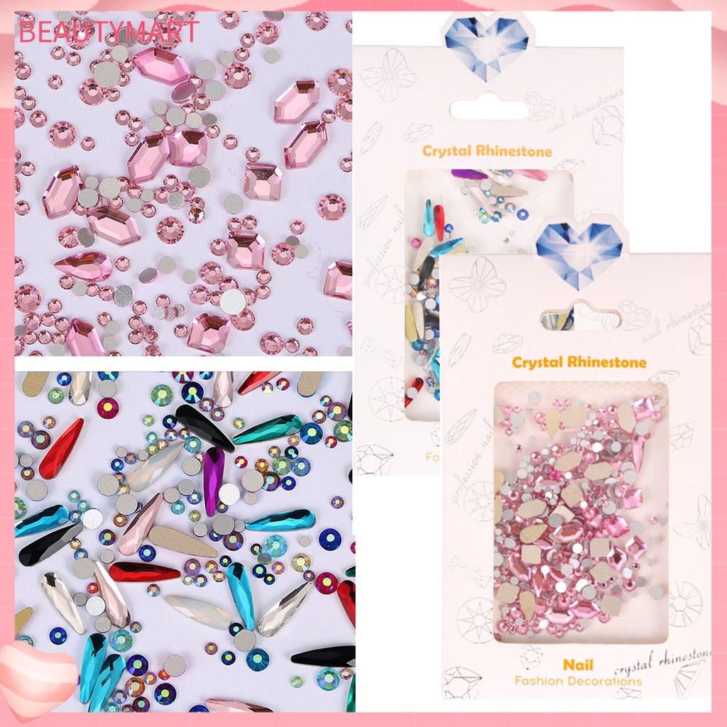 1 Túi Phụ Kiện Trang Trí Móng Tay Hiệu Ứng Kính 3D Nhiều Màu Sắc Lấp Lánh Dễ Sử Dụng