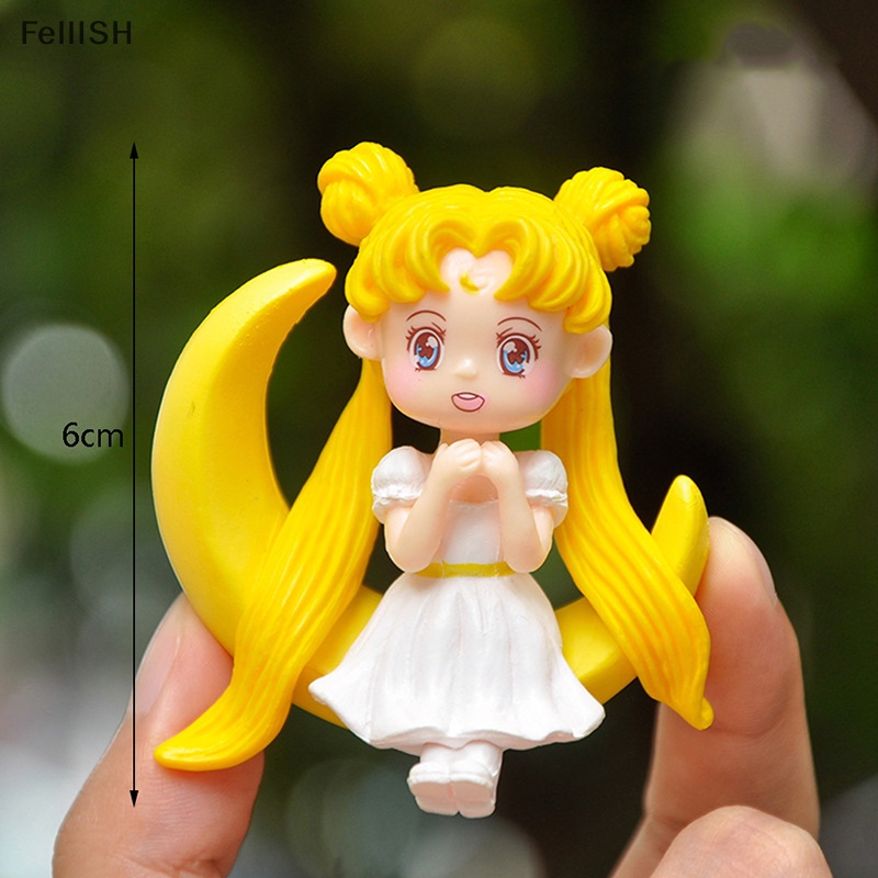 Set 4 Mô Hình Mèo Thủy Thủ Mặt Trăng Bằng PVC Dễ Thương Trang Trí Bánh Kem DIY 439br