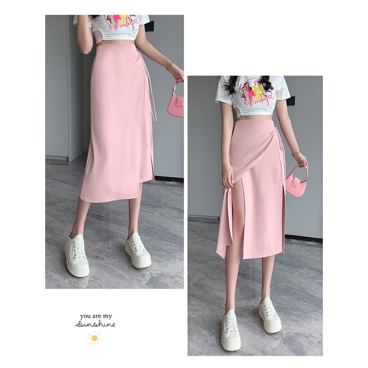 Chân Váy Chữ a Lưng Cao Xẻ Tà Một Mảnh Thời Trang Mùa Hè