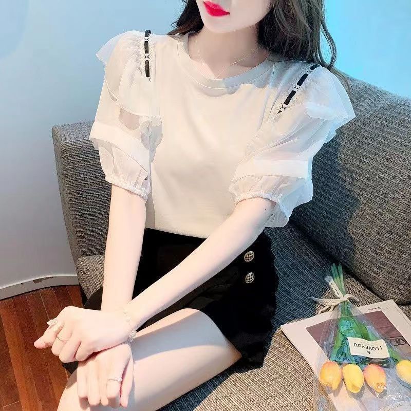 Áo Sơ Mi Chiffon Tay Ngắn Phồng Dáng Rộng Phong Cách Thời Trang Mùa Hè Mới
