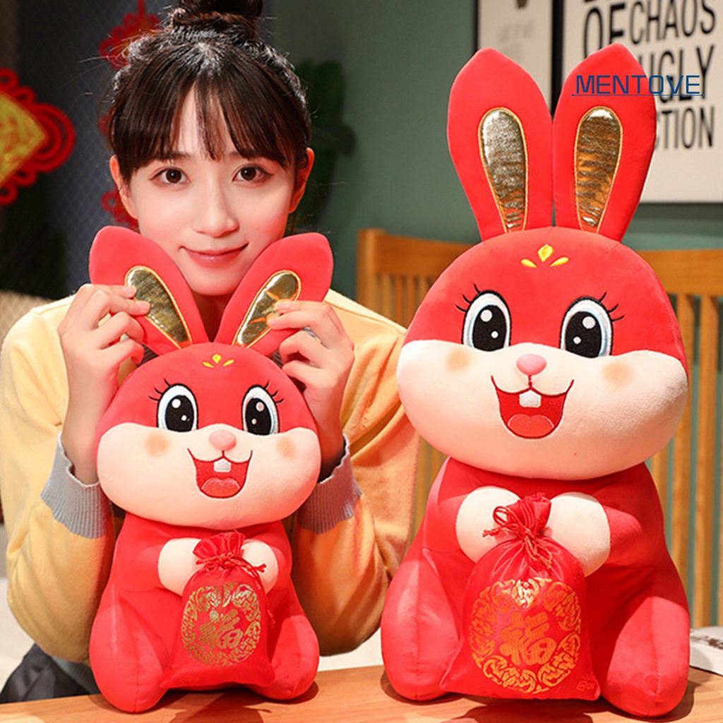 Thỏ Nhồi Bông 28 / 43 / 55cm Phong Cách Trung Hoa Dễ Thương Trang Trí Nhà Cửa