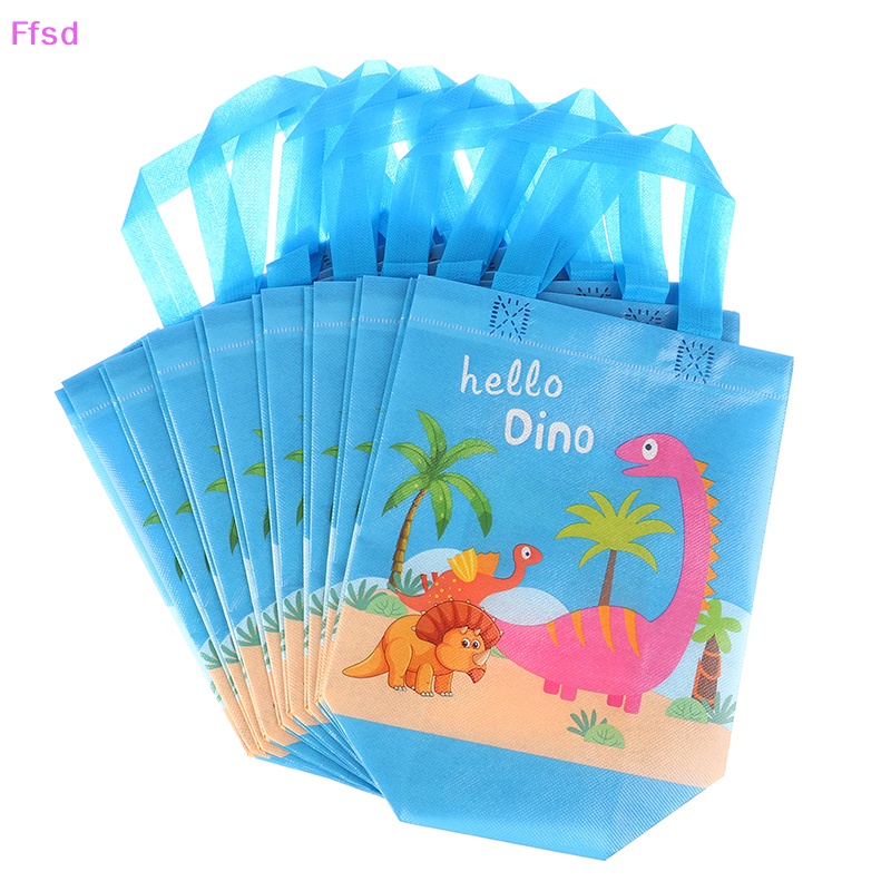 {Ffsd} Set 8 Túi Quà Khủng Long Có Tay Cầm Trang Trí Tiệc Sinh Nhật Bé Trai * Bán Chạy