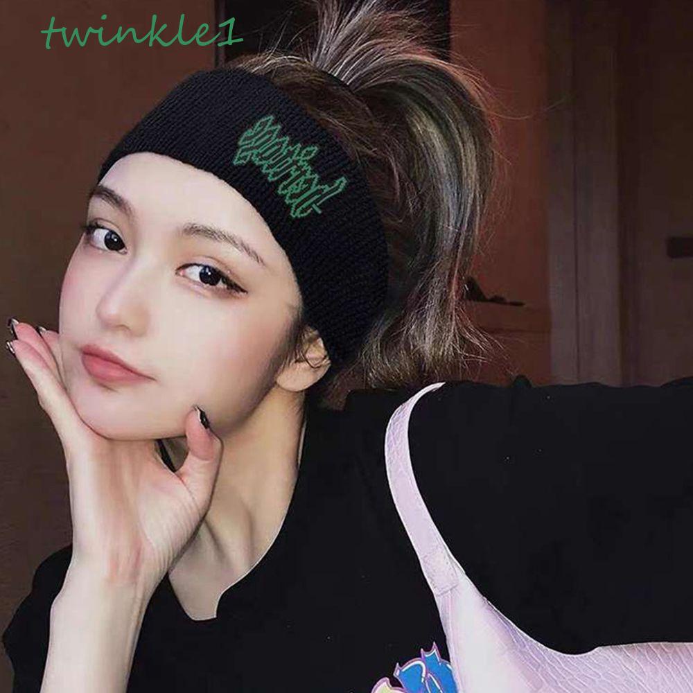 Băng Đô Thể Thao Thấm Hút Mồ Hôi Màu Trơn In Chữ Phong Cách Hàn Quốc Thời Trang