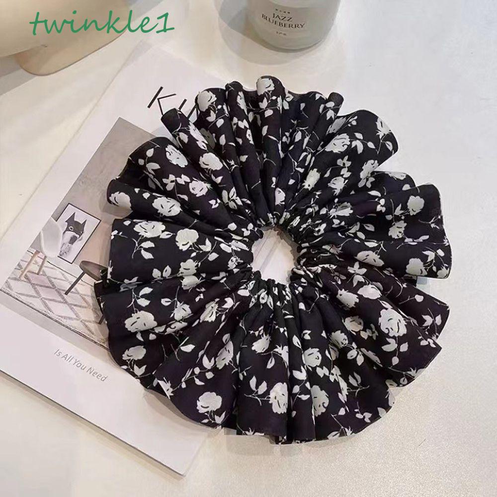 Dây Cột Tóc Scrunchies Họa Tiết Hoa Phong Cách Hàn Quốc Cổ Điển Thời Trang