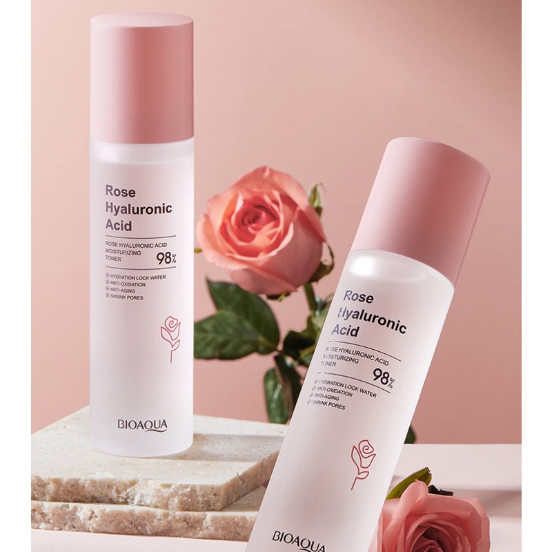Toner Nước Hoa Hồng BIOAOUA Hoa Hồng Hyaluronic Acid Thu Nhỏ Lỗ Chân Lông 100ml