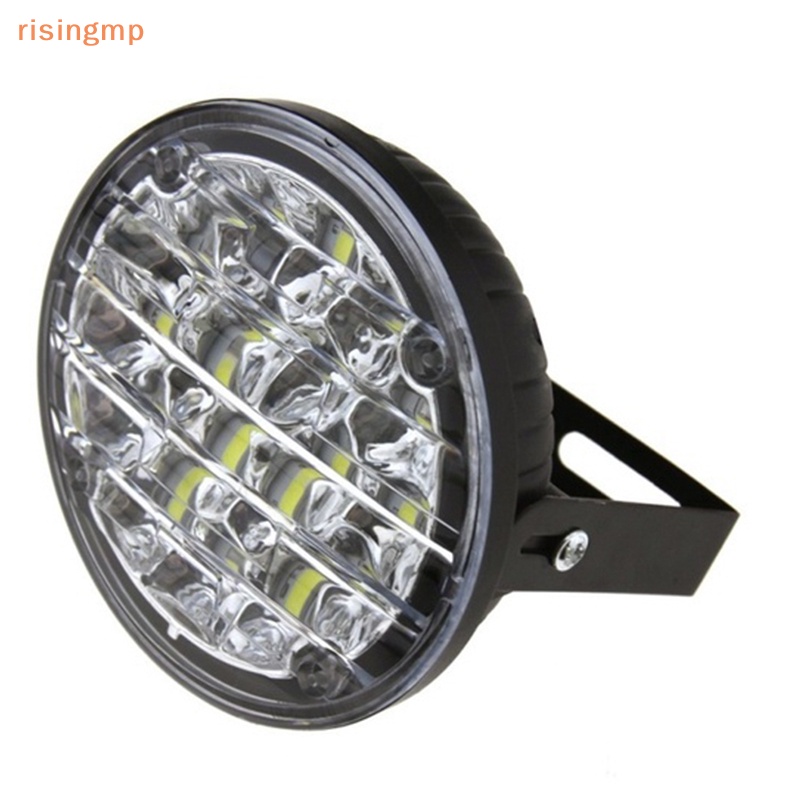 Bộ 2 Đèn Led Tròn 12V 18 Bóng DRL Ánh Sáng Trắng Dành Cho Xe Hơi