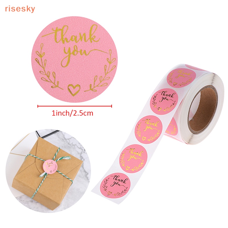 Set 500 Miếng Dán Màu Hồng Họa Tiết Chữ Thank You Kích Thước 1 inch