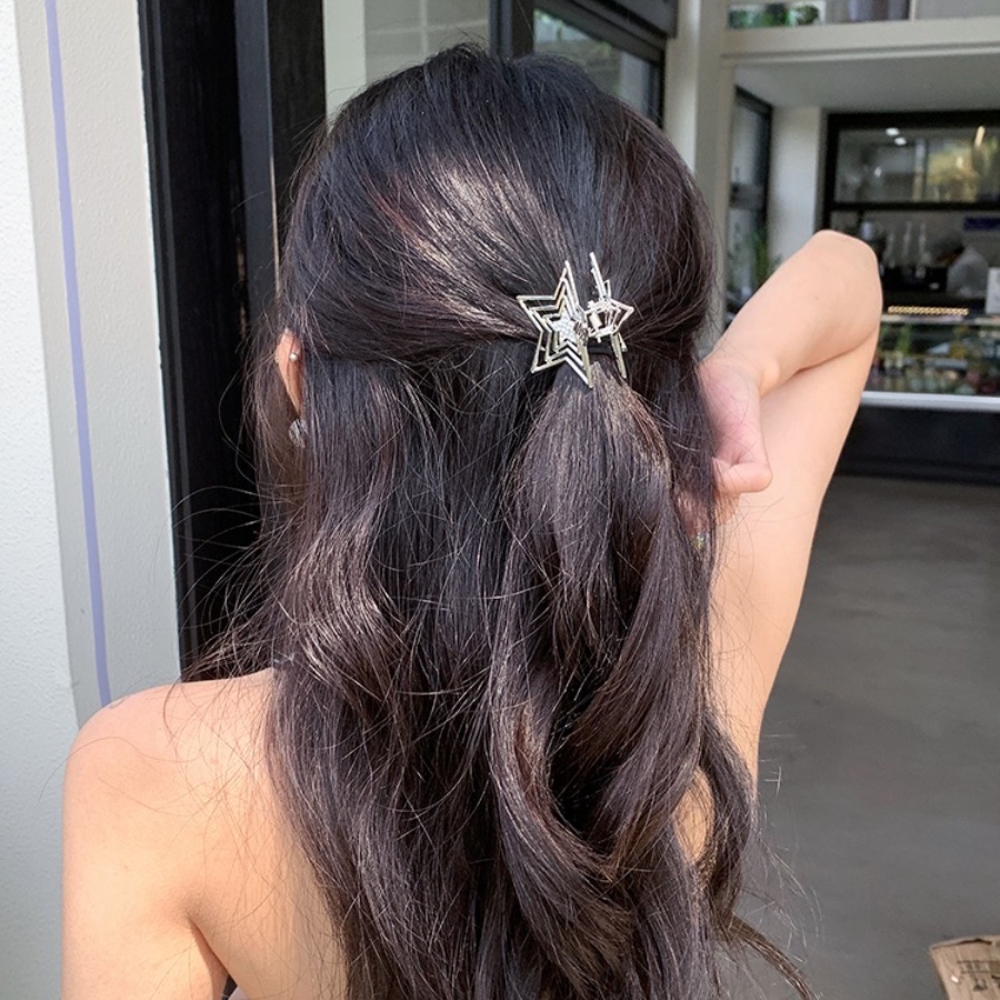 Kẹp Tóc Nhỏ Hình Ngôi Sao Đính Đá Pha Lê Bằng Hợp Kim Phong Cách Hàn Quốc Cho Nữ