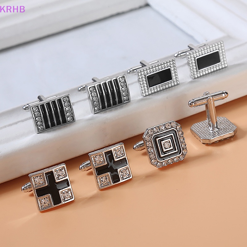Khuy Măng Sét Vuông Đính Đá Thời Trang Cho Nam Mới