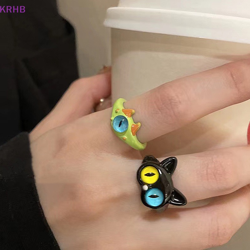Nhẫn Hình Mèo Đen Mắt To Vui Nhộn Thời Trang Cho Nữ Mới