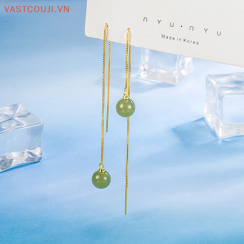 1 Đôi Khuyên Tai Chuỗi Hạt Tròn 8MM Thời Trang Cho Nữ