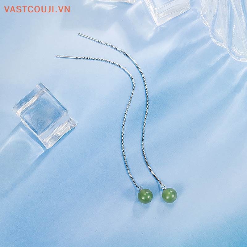 1 Đôi Khuyên Tai Chuỗi Hạt Tròn 8MM Thời Trang Cho Nữ