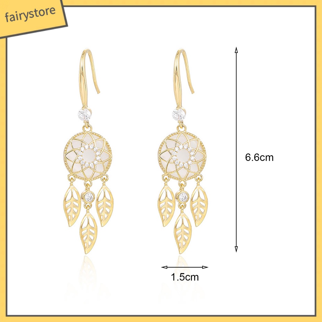 1 Cặp Bông Tai Hình Dreamcatcher Đính Đá Phối Tua Rua Thời Trang