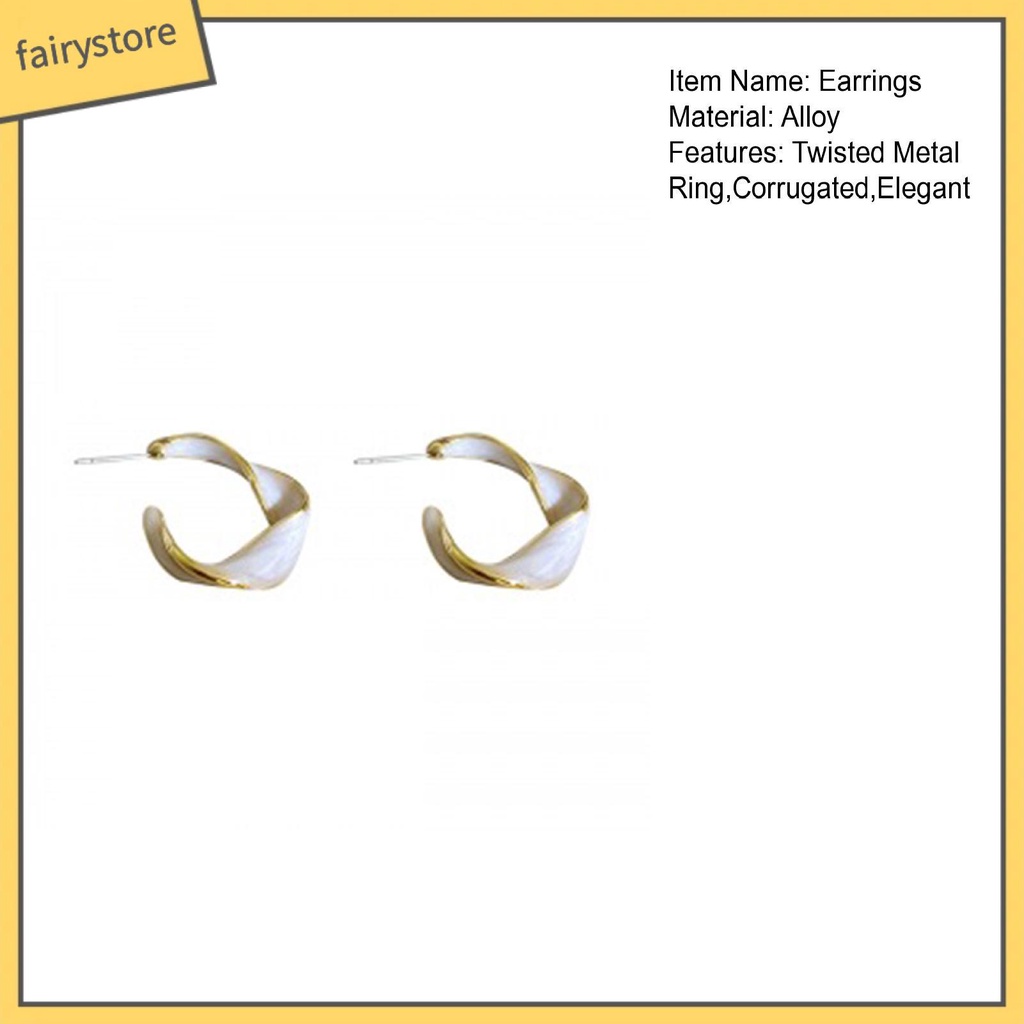 1 Đôi Bông Tai Kim Loại Xoắn Phong Cách Retro Thời Trang Dành Cho Nữ