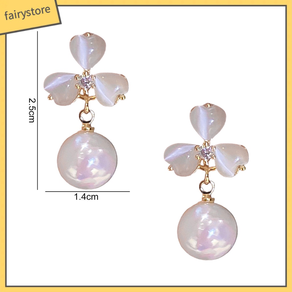 1 Đôi Bông Tai Hình Hoa Đính Ngọc Trai Giả Phong Cách Pháp Thanh Lịch Dành Cho Nữ