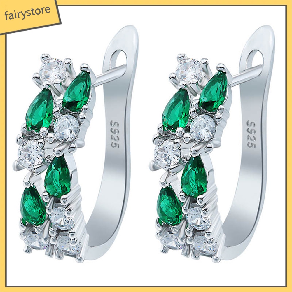 [FRO] Bông Tai Đính Đá Zircon Ngọc Trai Giả Nhiều Màu Sang Trọng Dành Cho Nữ