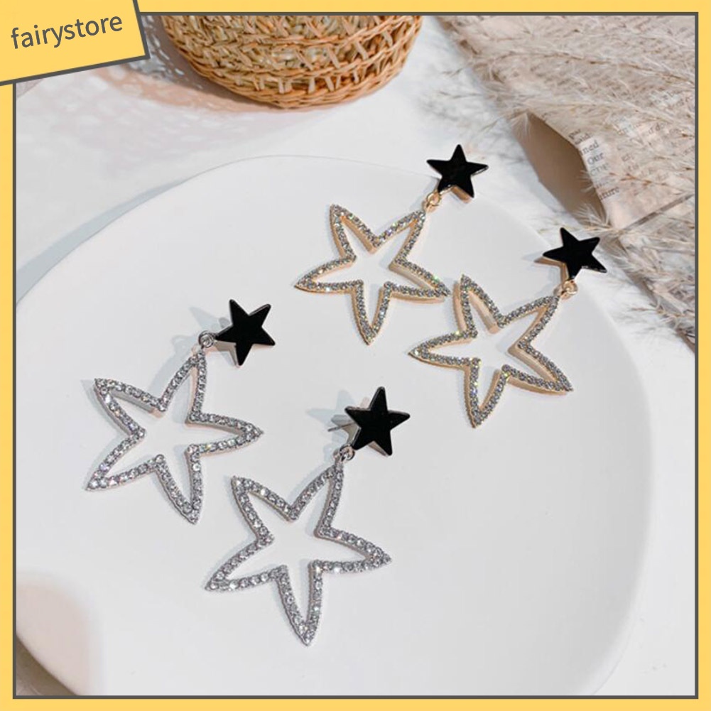 Bông Tai Dáng Dài Hình Hoa / Ngôi Sao Đính Đá Thời Trang Dự Tiệc Cho Nữ