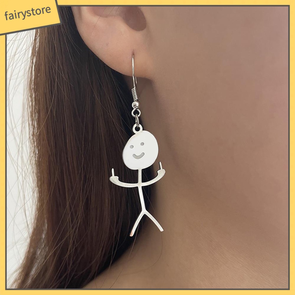 [FRO] 1 Đôi Bông Tai Móc Hình Học Mạ Điện Thủ Công Trang Trí Mắt Vui Nhộn Phong Cách Punk Thời Trang Cho Nữ