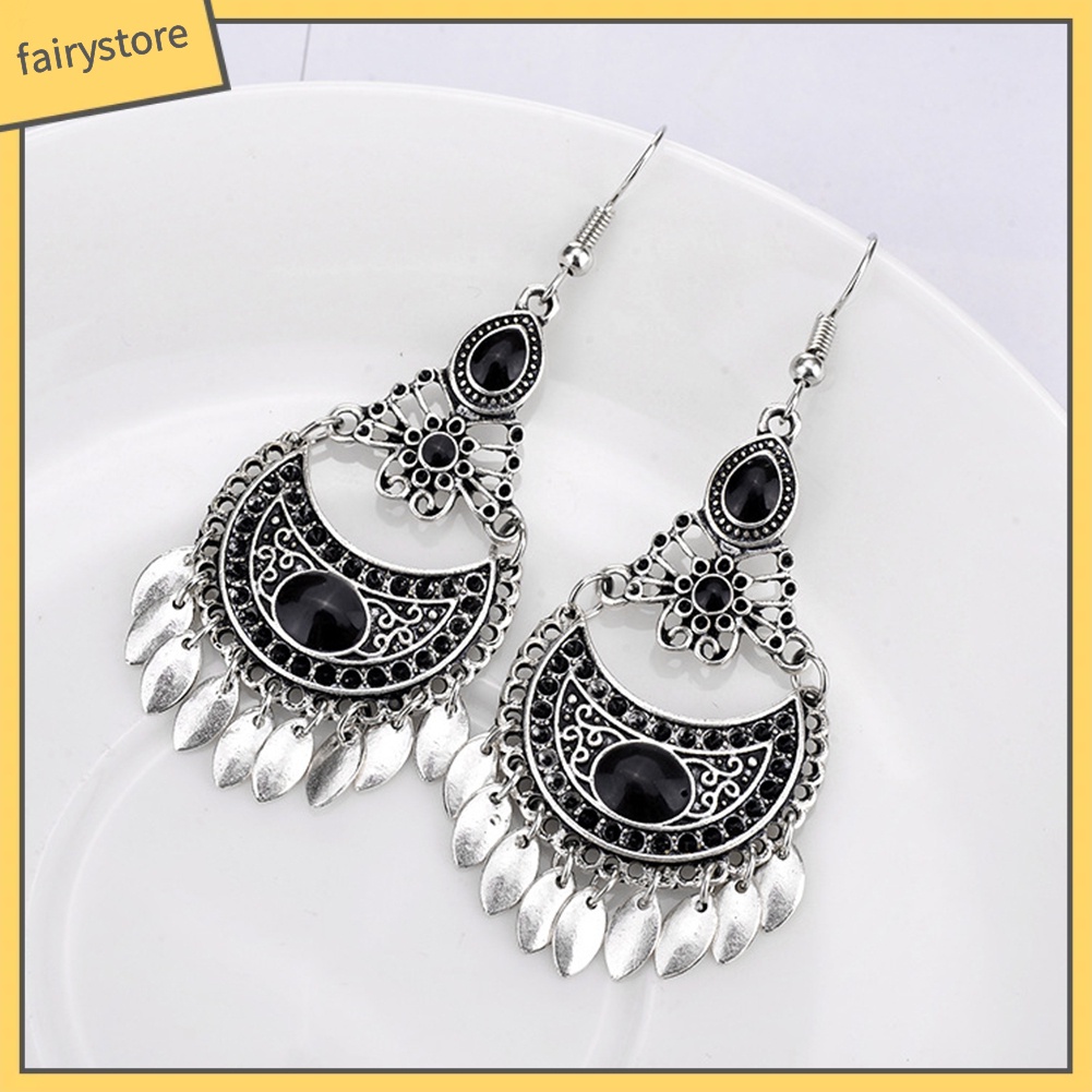 Bông Tai Hình Học Đính Đá Nhân Tạo Phong Cách Bohemian Dành Cho Nữ