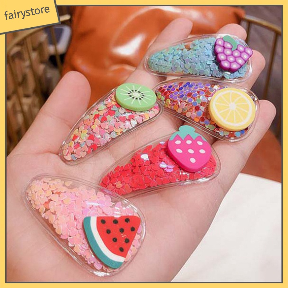 Kẹp Tóc Cát Chảy Hình Giọt Nước Trong Suốt Cho Bé Gái