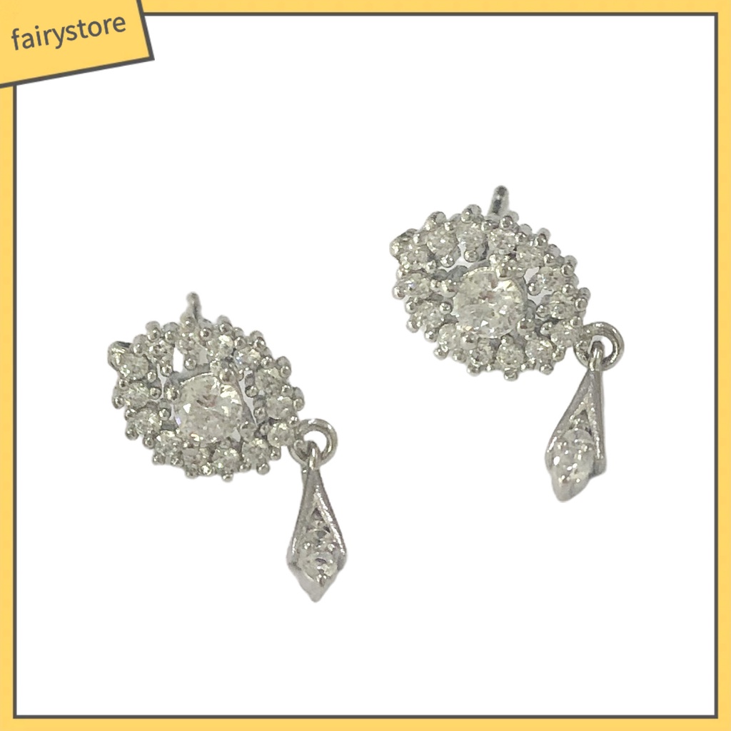 1 Cặp Bông Tai Đính Đá Zircon Hình Oval Tua Rua Phong Cách Cổ Điển Dành Cho Nữ