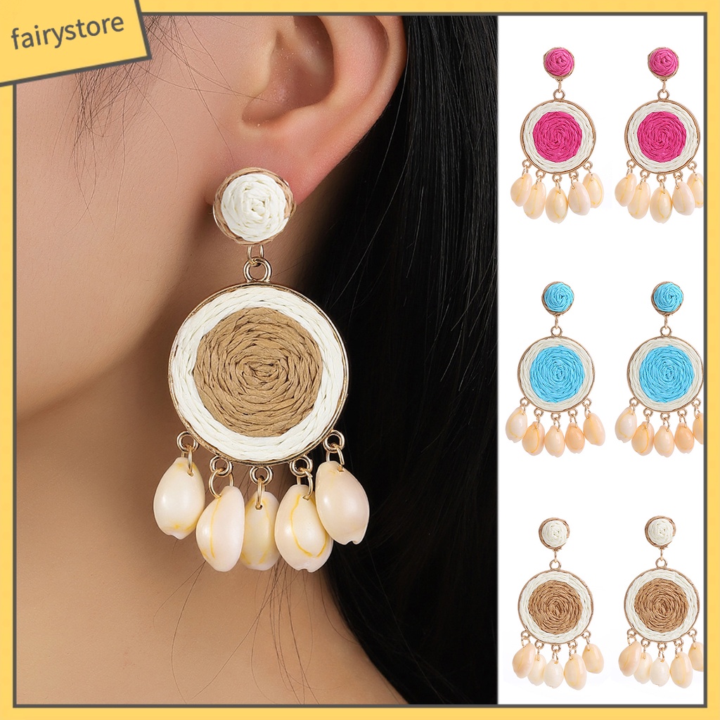 1 Đôi Bông Tai Dạng Treo Đính Hạt Tròn Màu Sắc Ngọt Ngào Chống Dị Ứng Dễ Phối Đồ Thời Trang Đi Biển Cho Nữ