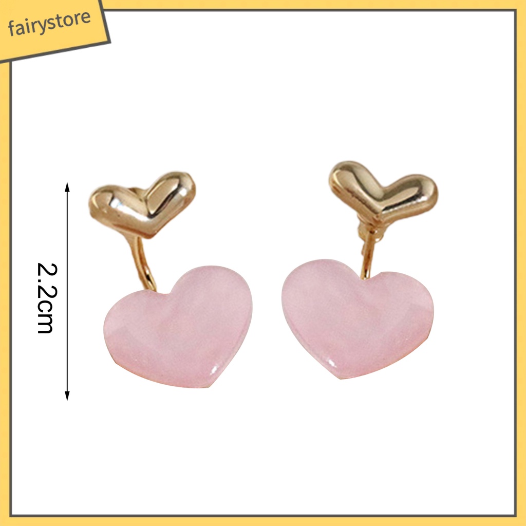 1 Đôi Bông Tai Hình Trái Tim Đính Đá Quý Nhân Tạo Màu Sắc Tươi Sáng Dễ Thương