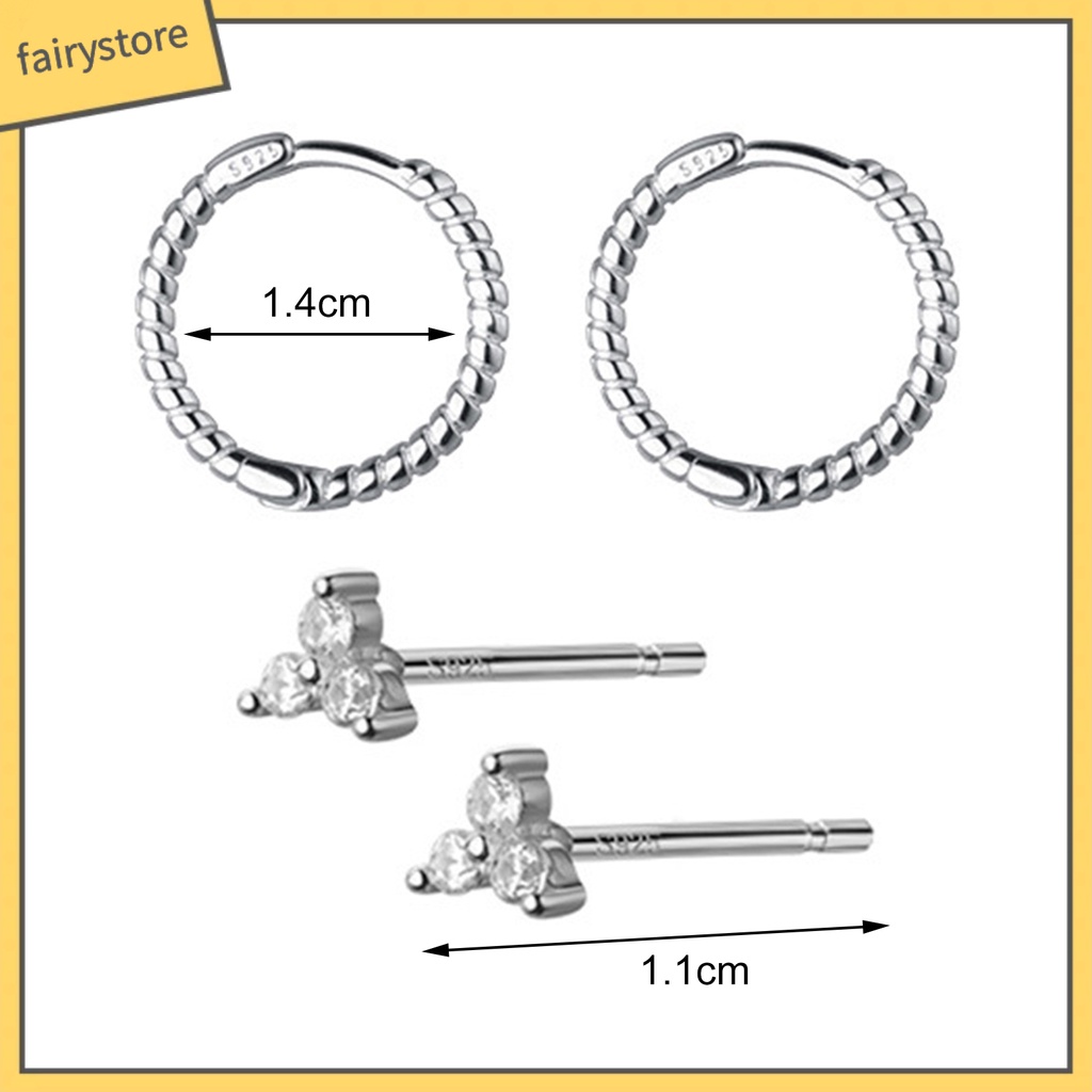 1 Đôi Bông Tai Tròn Đính Đá Zircon Dành Cho Cuộc Sống Hàng Ngày