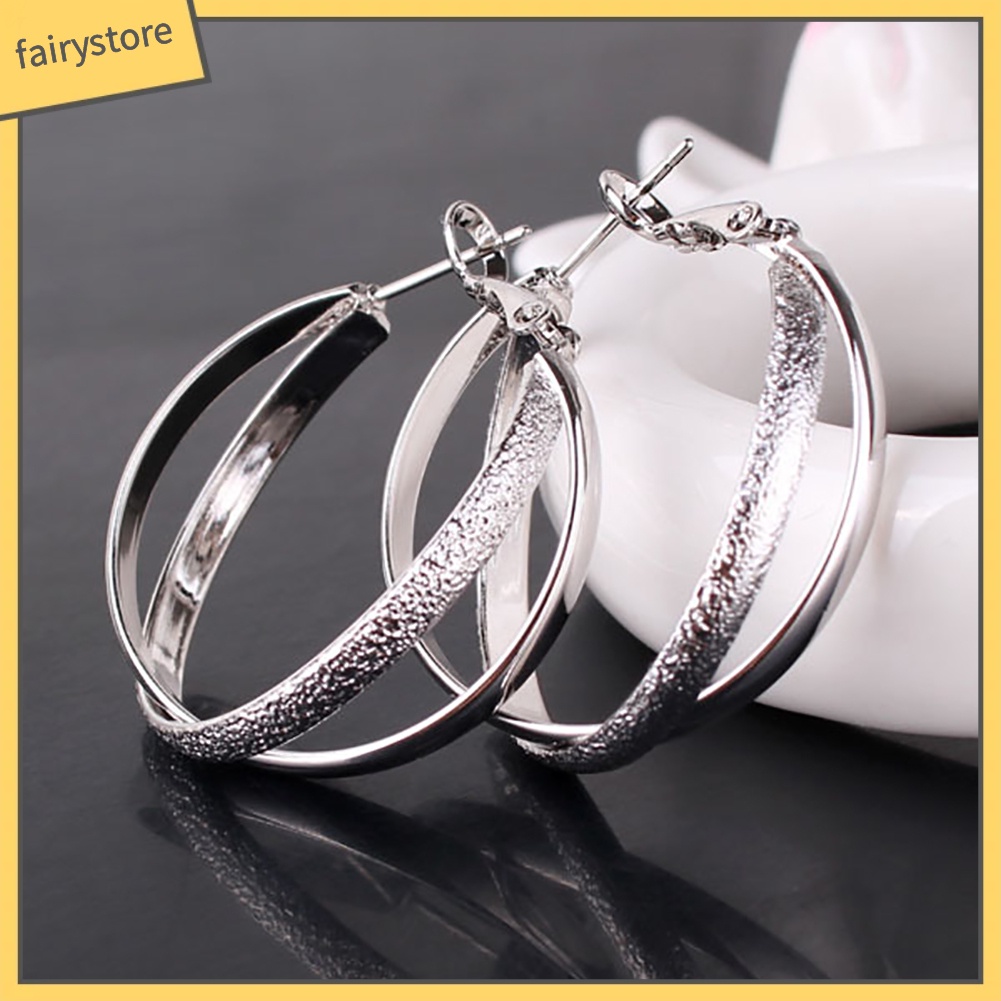 Khuyên Tai Tròn 2 Lớp Mạ Vàng Thời Trang Dành Cho Nữ