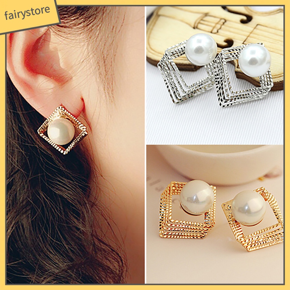 Bông Tai Nhiều Lớp Đính Ngọc Trai Giả Thời Trang Dành Cho Nữ