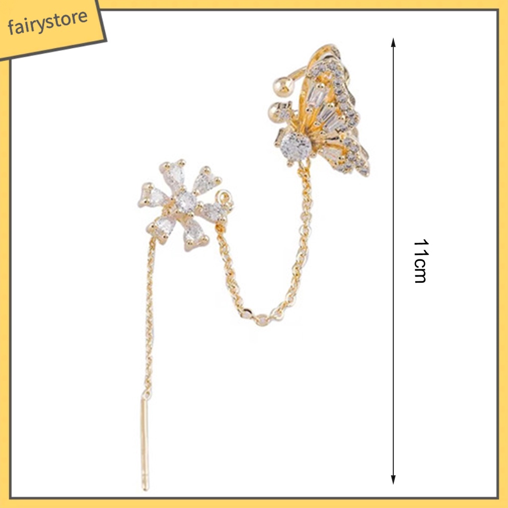 [FRO] 1 Đôi Bông Tai Dạng Kẹp Hình Bướm Rỗng Đính Đá Lấp Lánh Tinh Tế Chất Lượng Cao Trang Trí Tuyệt Vời