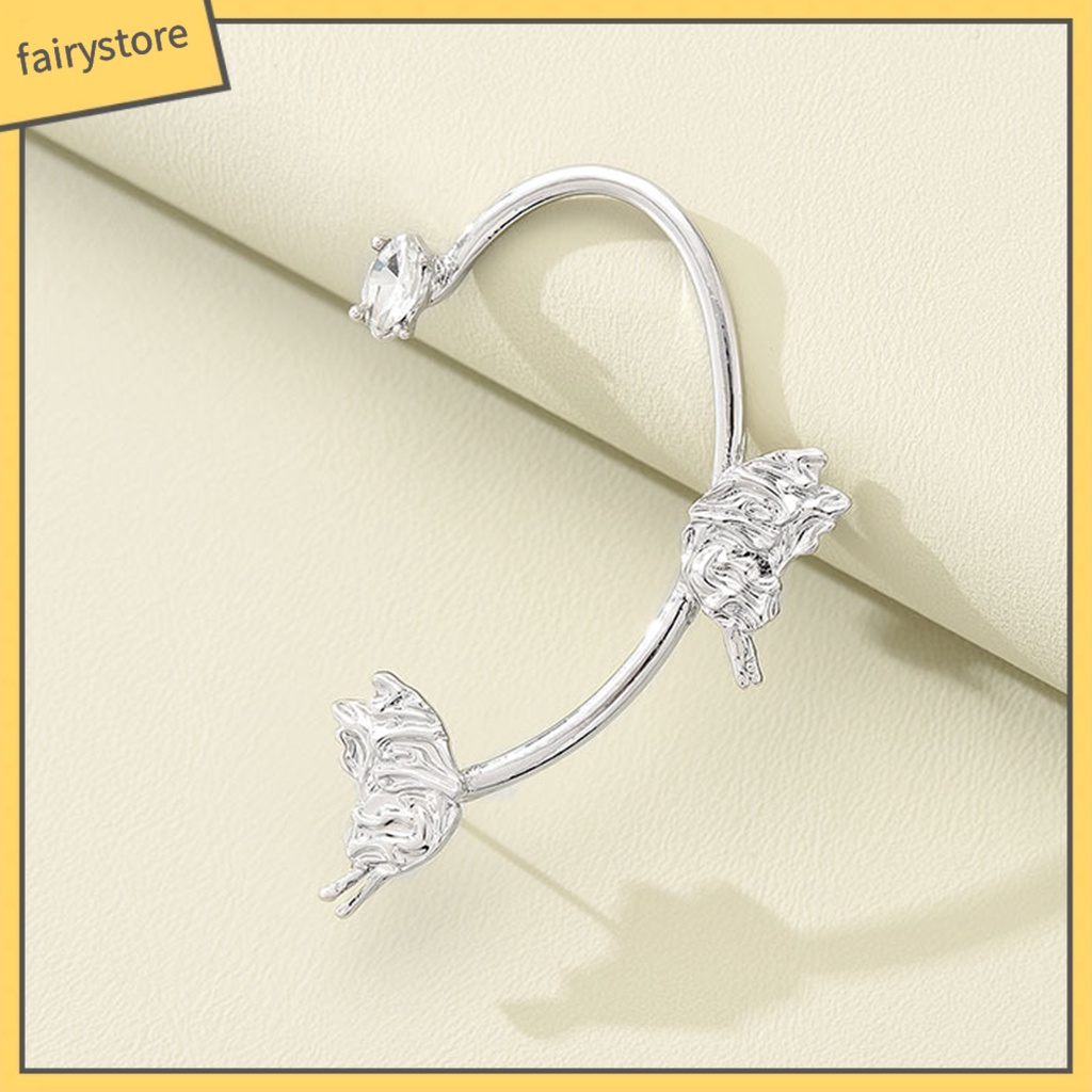 1 Khuyên Kẹp Vành Tai Hình Bướm Đính Đá Lấp Lánh Dễ Phối Đồ Thời Trang Cho Bạn Gái