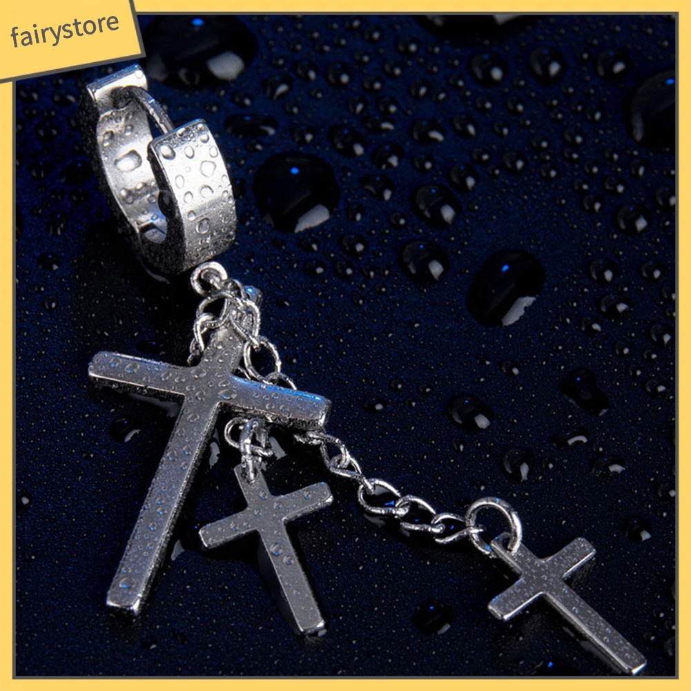 Bông Tai Hình Chữ Thập Nhiều Lớp Phong Cách Punk Cá Tính Cho Nữ