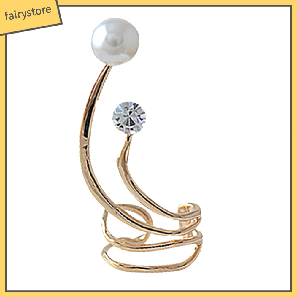 1 Khuyên Kẹp Vành Tai Đính Đá / Ngọc Trai Nhân Tạo Thời Trang