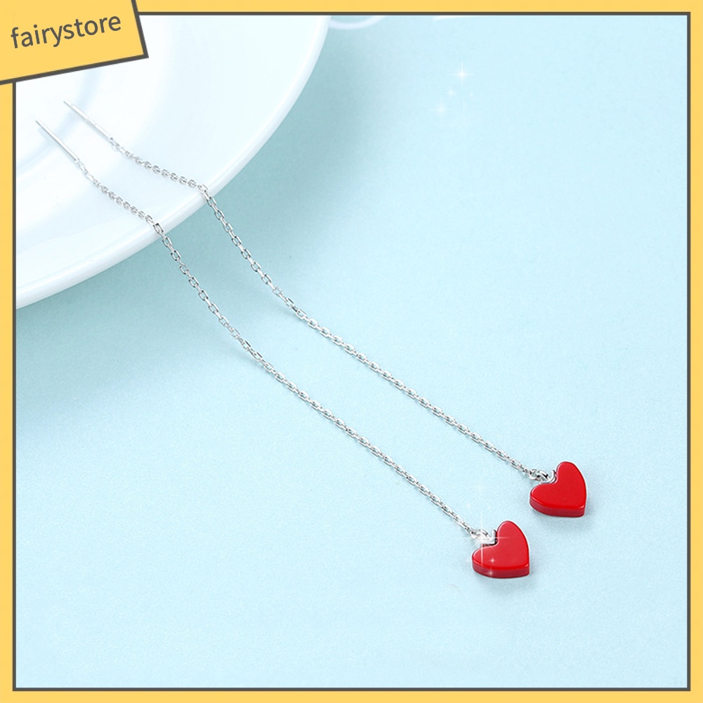 Bông Tai Dài Hình Trái Tim Thời Trang Dành Cho Nữ