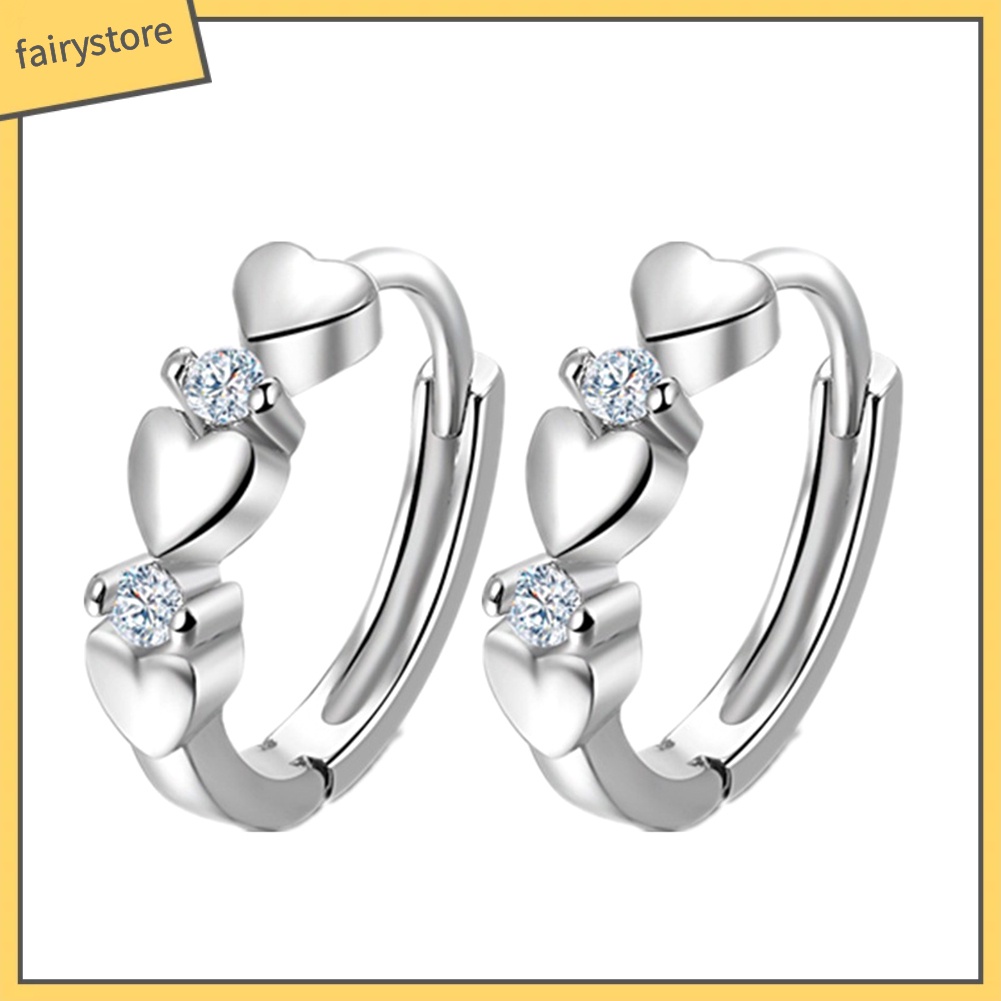 Bông Tai Hình Trái Tim Đính Đá Zircon Thời Trang Dành Cho Nữ