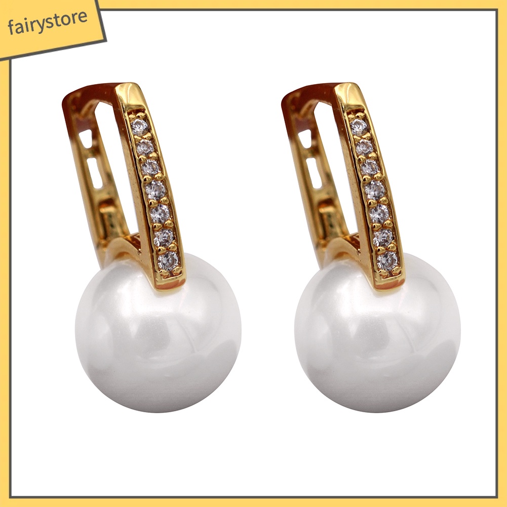 Bông Tai Hình Chiếc Lá Đính Đá &amp; Ngọc Trai Giả Thời Trang Cho Nữ