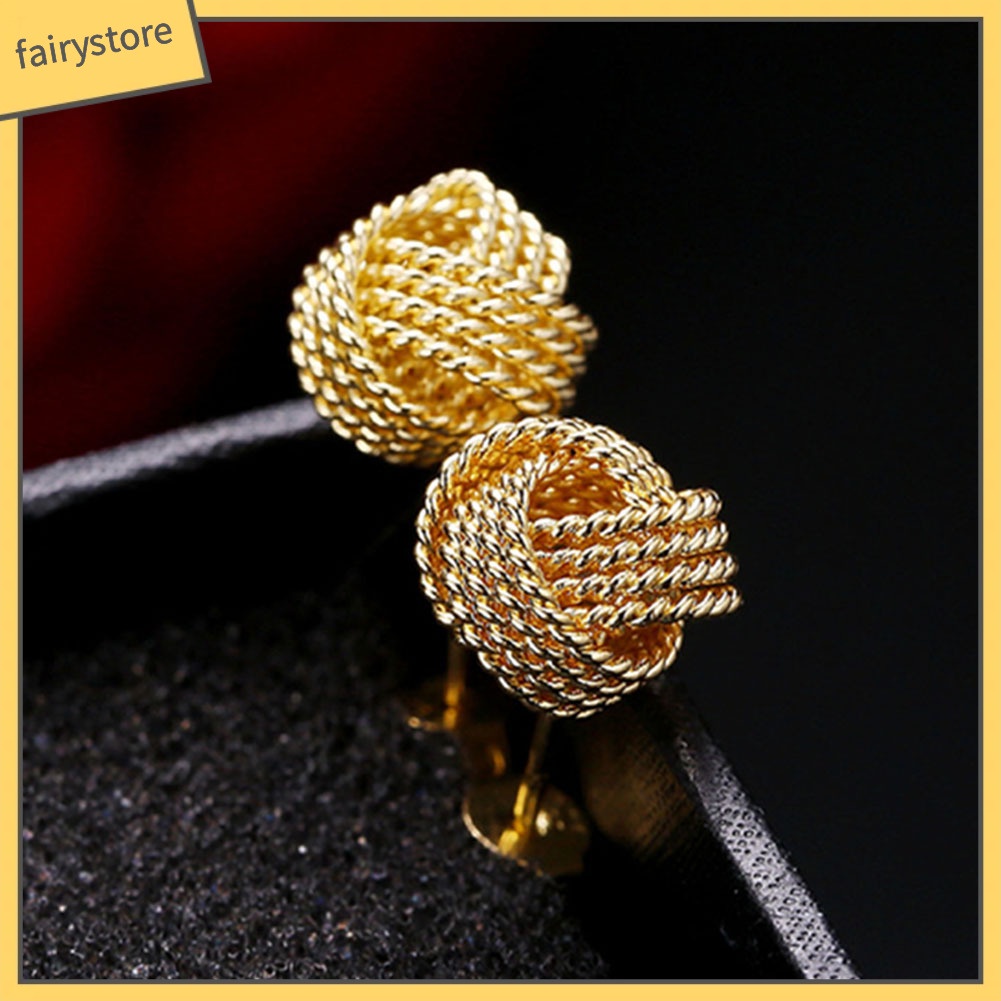 Khuyên Tai Quả Bóng Tròn Thắt Nút Thời Trang Cho Nữ