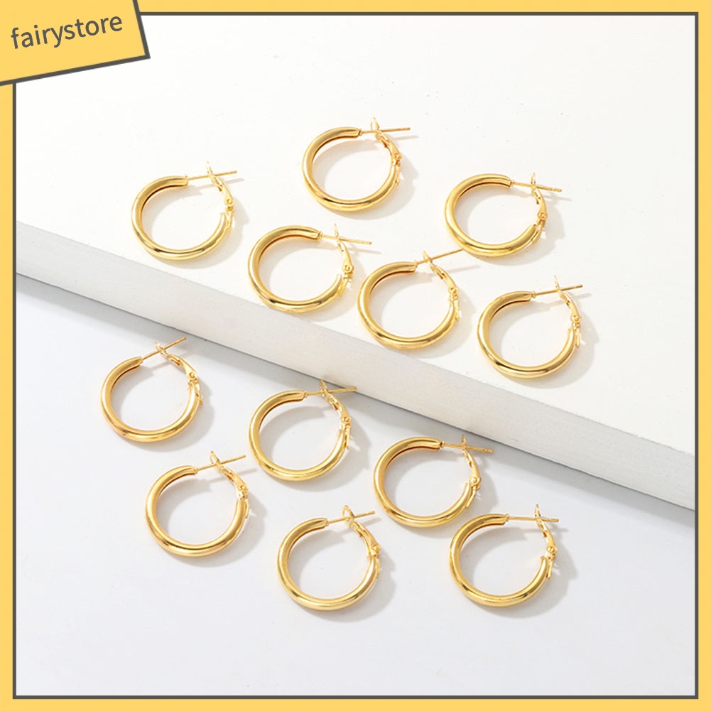 Set 12 Khuyên Tai Tròn Thời Trang Nữ